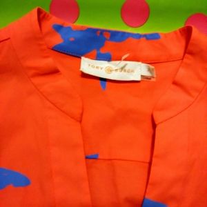 ✨Tory Burch Women's Chelsea Poppy Dress Orange Blue Size 2✨